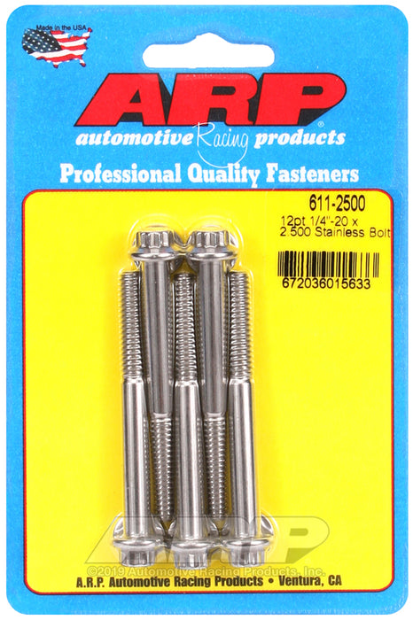 ARP 1/4-20 x 2.500 12pt SS bolts
