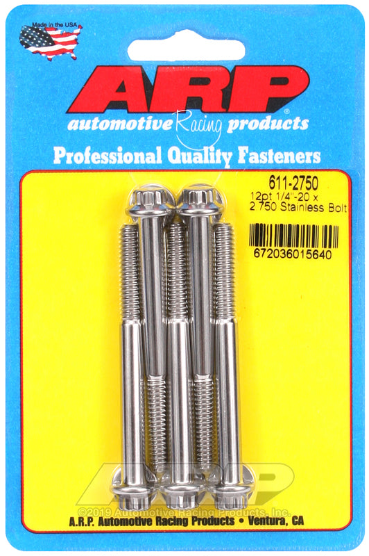 ARP 1/4-20 x 2.750 12pt SS bolts