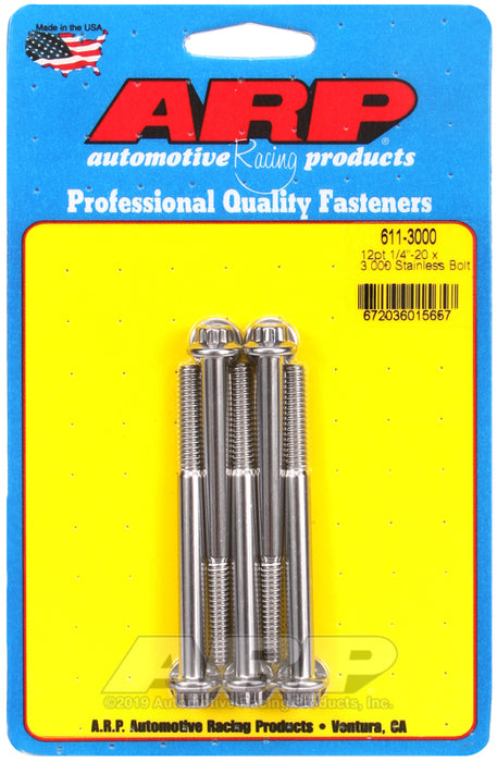 ARP 1/4-20 x 3.000 12pt SS bolts