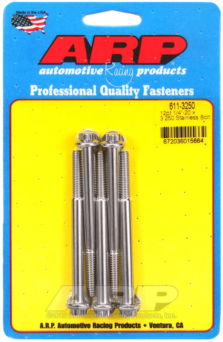 ARP 1/4-20 x 3.250 12pt SS bolts