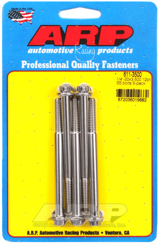 ARP 1/4-20 x 3.500 12pt SS bolts