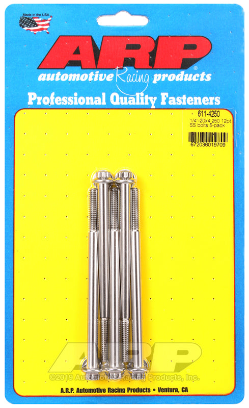 ARP 1/4-20 x 4.250 12pt SS bolts