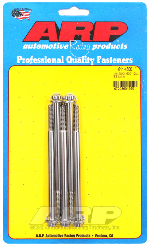 ARP 1/4-20 x 4.500 12pt SS bolts