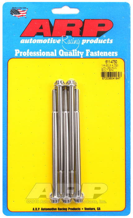 ARP 1/4-20 x 4.750 12pt SS bolts