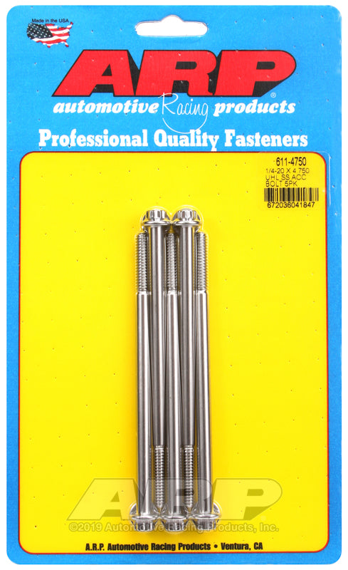 ARP 1/4-20 x 4.750 12pt SS bolts