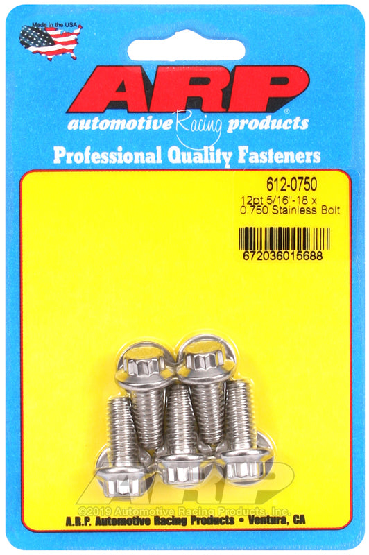 ARP 5/16-18 x 0.750 12pt SS bolts