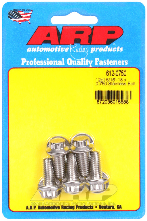 ARP 5/16-18 x 0.750 12pt SS bolts