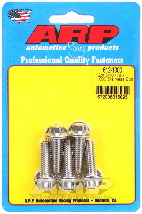 ARP 5/16-18 x 1.000 12pt SS bolts