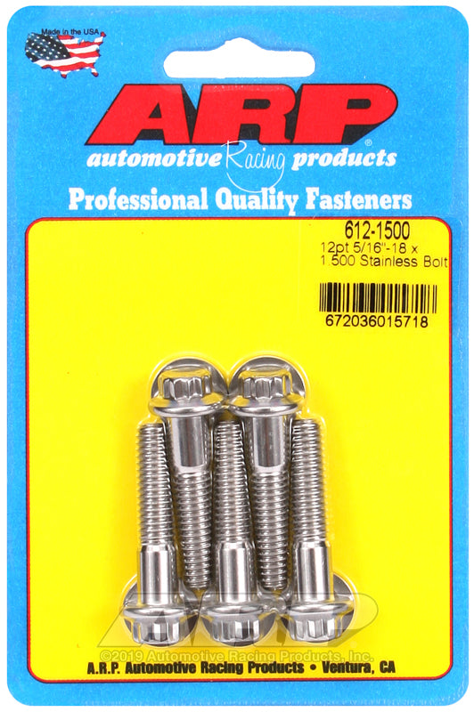 ARP 5/16-18 x 1.500 12pt SS bolts