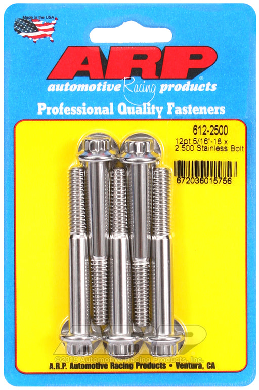 ARP 5/16-18 x 2.500 12pt SS bolts