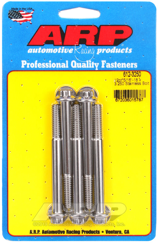 ARP 5/16-18 x 3.250 12pt SS bolts