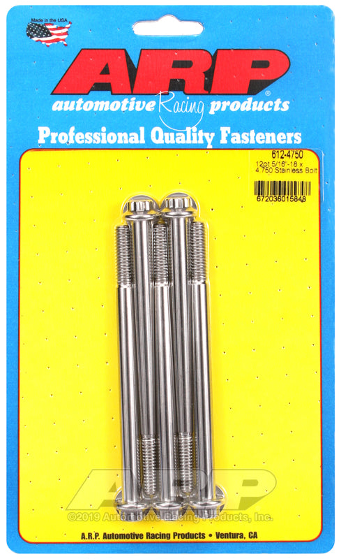 ARP 5/16-18 x 4.750 12pt SS bolts