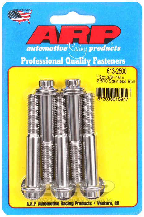 ARP 3/8-16 x 2.500 12pt SS bolts