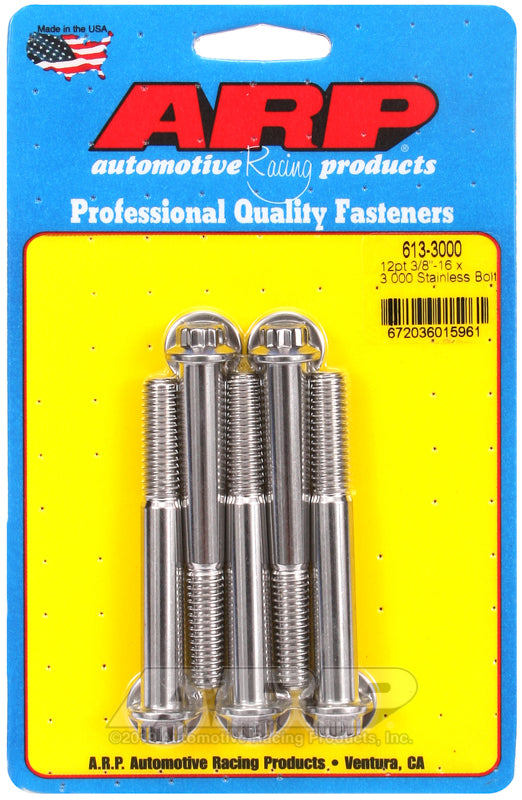 ARP 3/8-16 x 3.000 12pt SS bolts