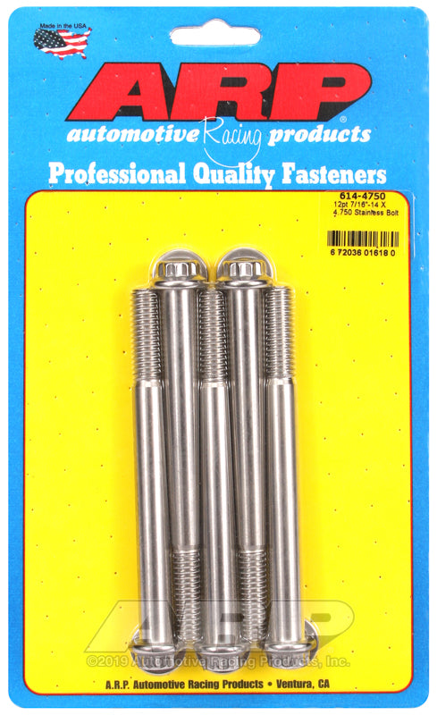 ARP 7/16-14 X 4.750 12pt 1/2 wrenching SS bolts