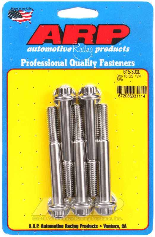ARP 3/8-16 x 3.000 12pt 7/16 wrenching SS bolts