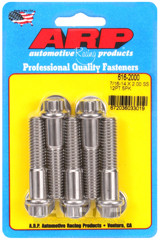 ARP 7/16-14 X 2.000 12pt SS bolts