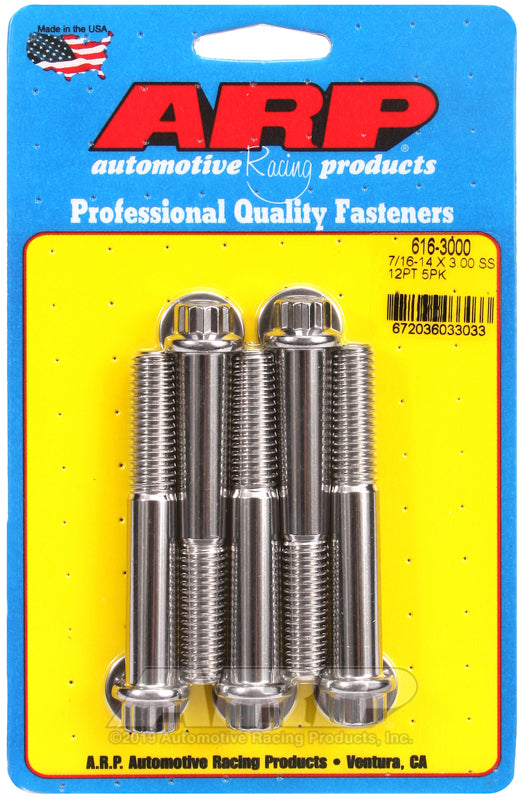 ARP 7/16-14 X 3.000 12pt SS bolts