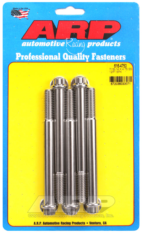 ARP 7/16-14 X 4.750 12pt SS bolts