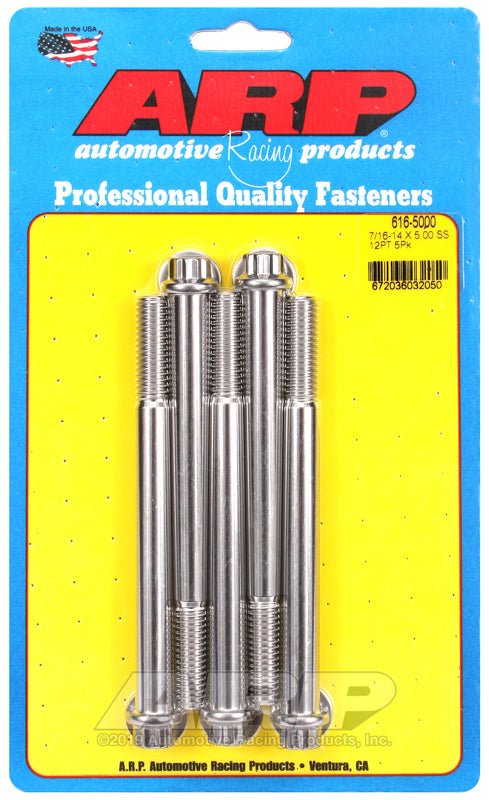 ARP 7/16-14 X 5.000 12pt SS bolts