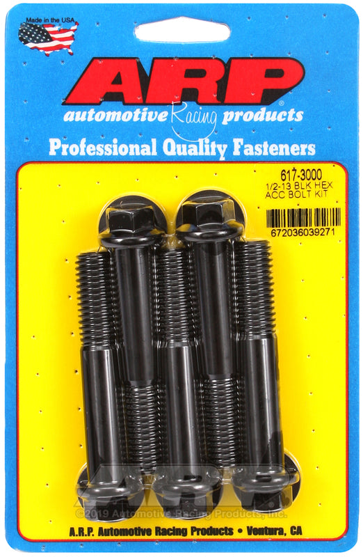 ARP 1/2-13 x 3.000 hex black oxide bolts