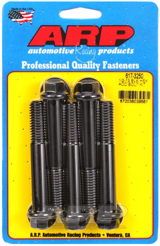 ARP 1/2-13 x 3.250 hex black oxide bolts