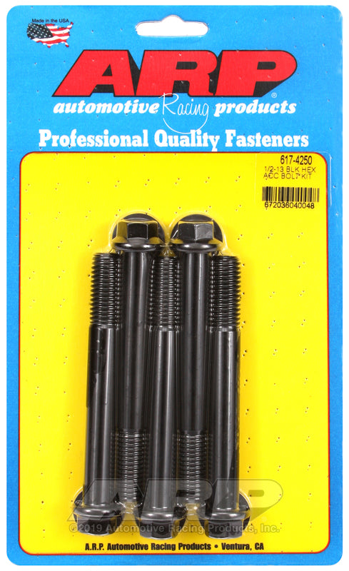 ARP 1/2-13 x 4.250 hex black oxide bolts