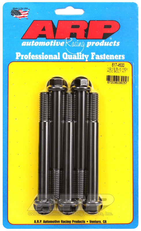 ARP 1/2-13 x 4.500 hex black oxide bolts