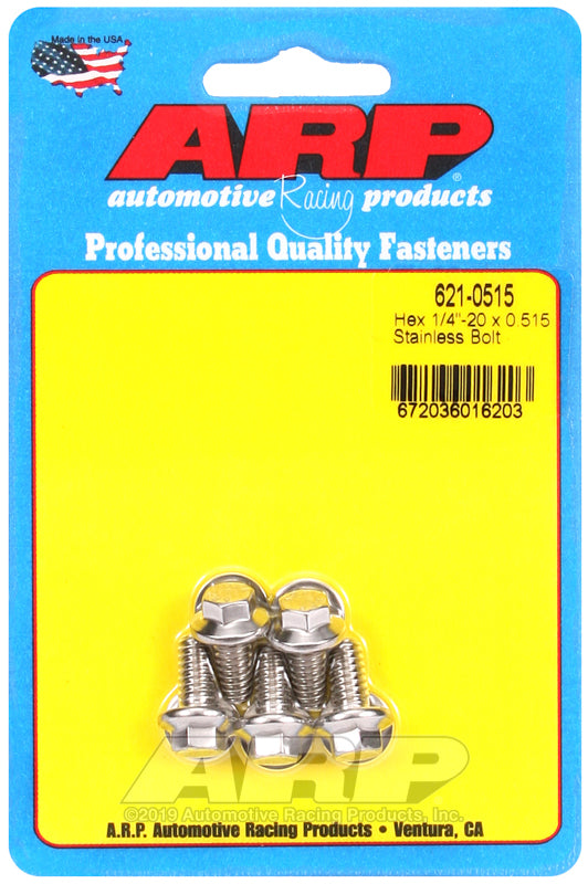 ARP 1/4-20 x 0.515 hex SS bolts
