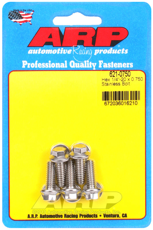 ARP 1/4-20 x 0.750 hex SS bolts