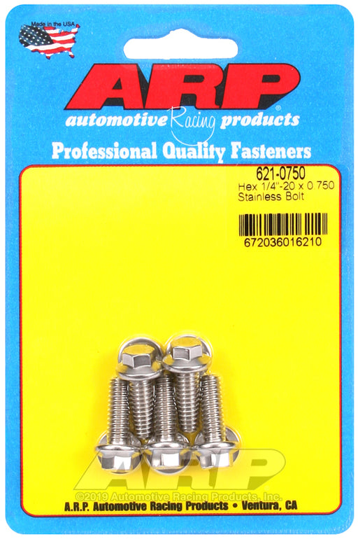ARP 1/4-20 x 0.750 hex SS bolts