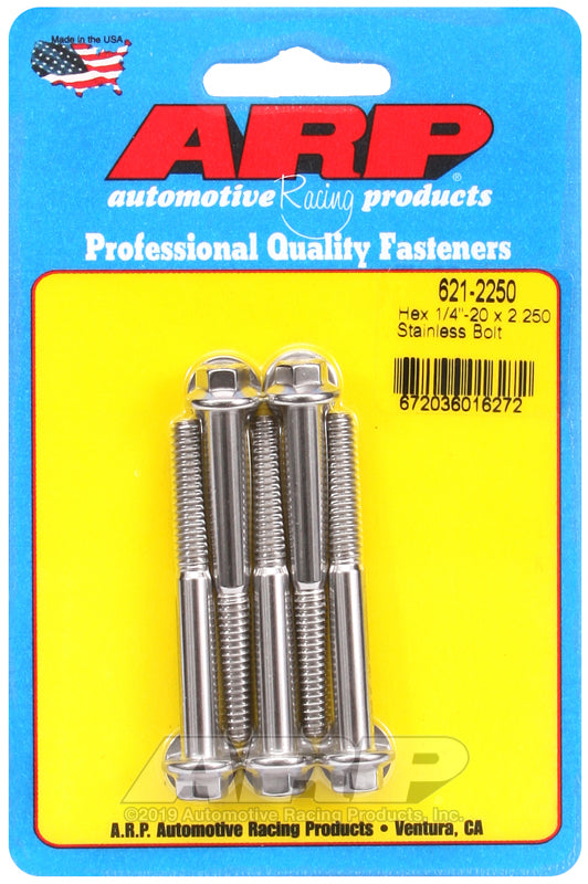 ARP 1/4-20 x 2.250 hex SS bolts