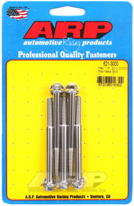 ARP 1/4-20 x 3.000 hex SS bolts