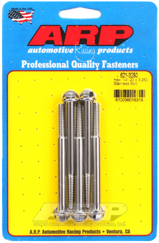 ARP 1/4-20 x 3.250 hex SS bolts