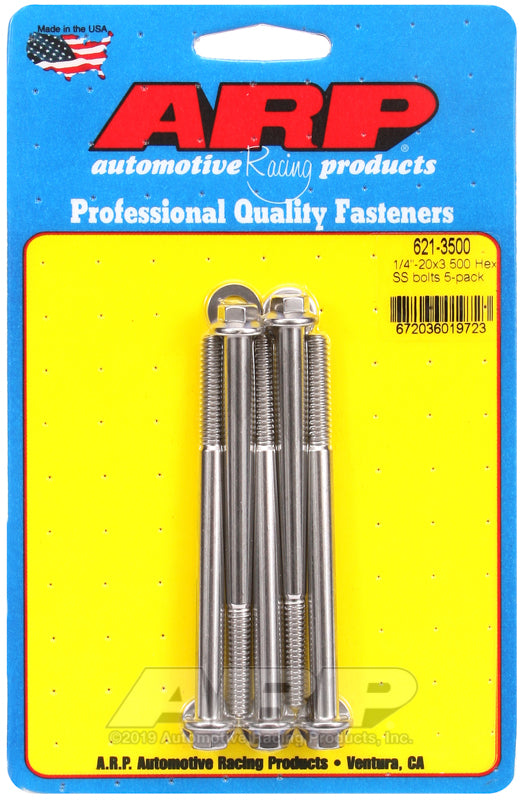 ARP 1/4-20 x 3.500 hex SS bolts