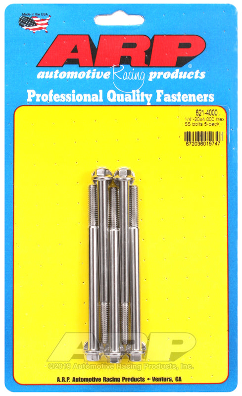 ARP 1/4-20 x 4.000 hex SS bolts