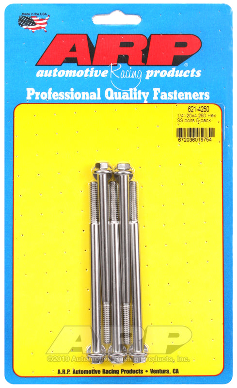 ARP 1/4-20 x 4.250 hex SS bolts