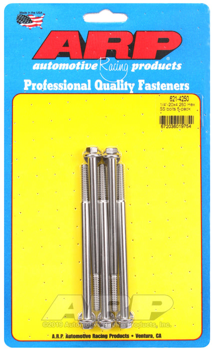 ARP 1/4-20 x 4.250 hex SS bolts