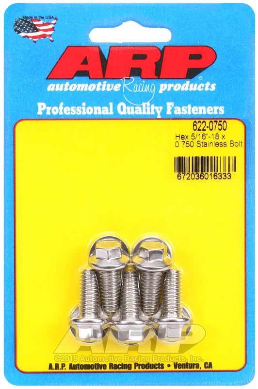 ARP 5/16-18 x 0.750 hex SS bolts
