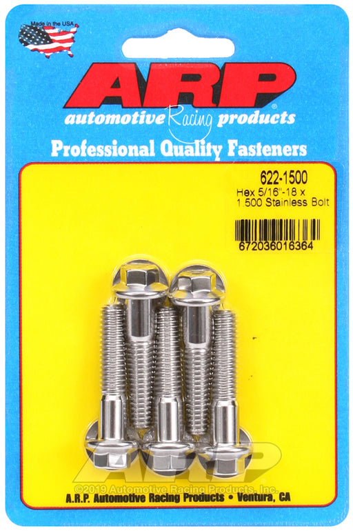 ARP 5/16-18 x 1.500 hex SS bolts