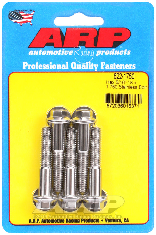 ARP 5/16-18 x 1.750 hex SS bolts