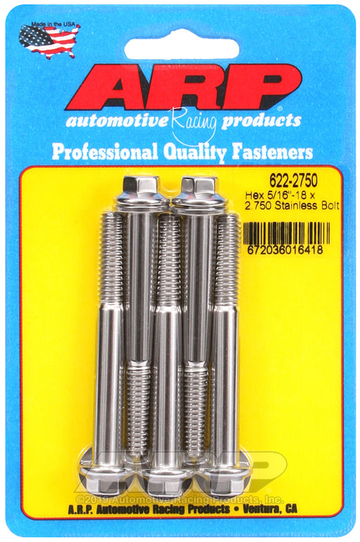 ARP 5/16-18 x 2.750 hex SS bolts