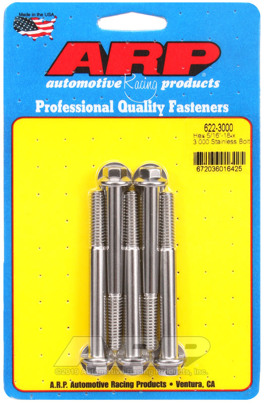 ARP 5/16-18 x 3.000 hex SS bolts