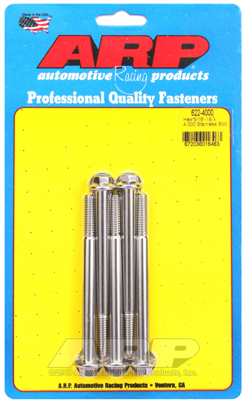 ARP 5/16-18 x 4.000 hex SS bolts