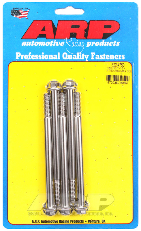 ARP 5/16-18 x 4.750 hex SS bolts