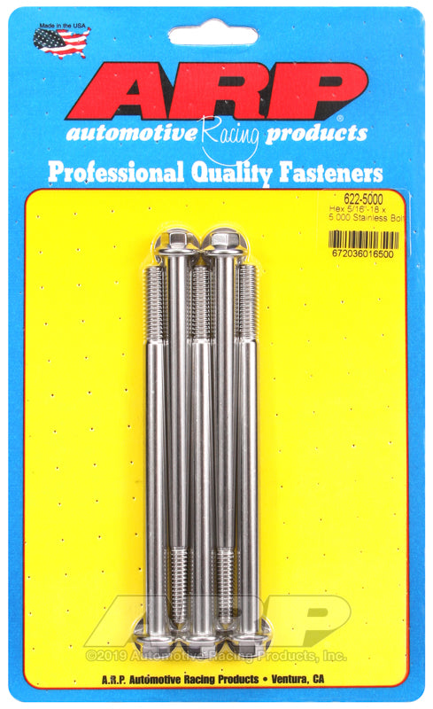 ARP 5/16-18 x 5.000 hex SS bolts
