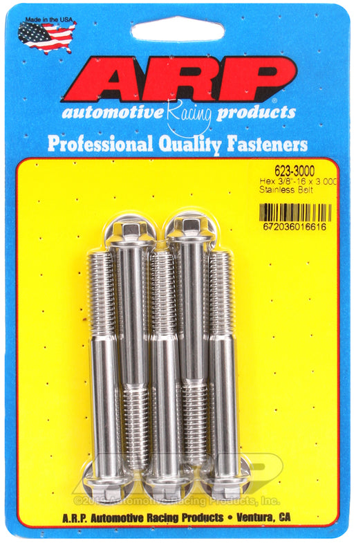 ARP 3/8-16 x 3.000 hex SS bolts