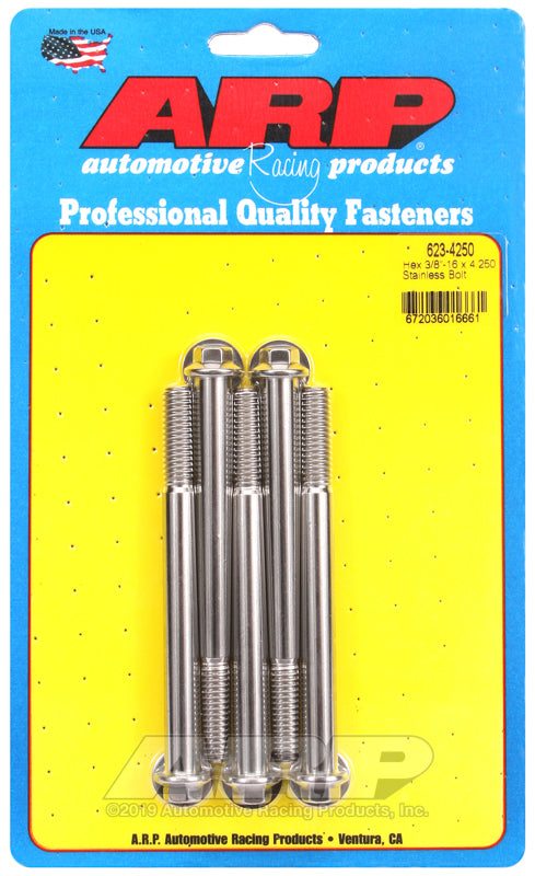 ARP 3/8-16 x 4.250 hex SS bolts