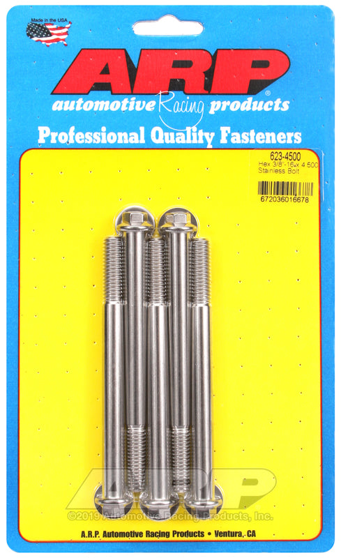 ARP 3/8-16 x 4.500 hex SS bolts