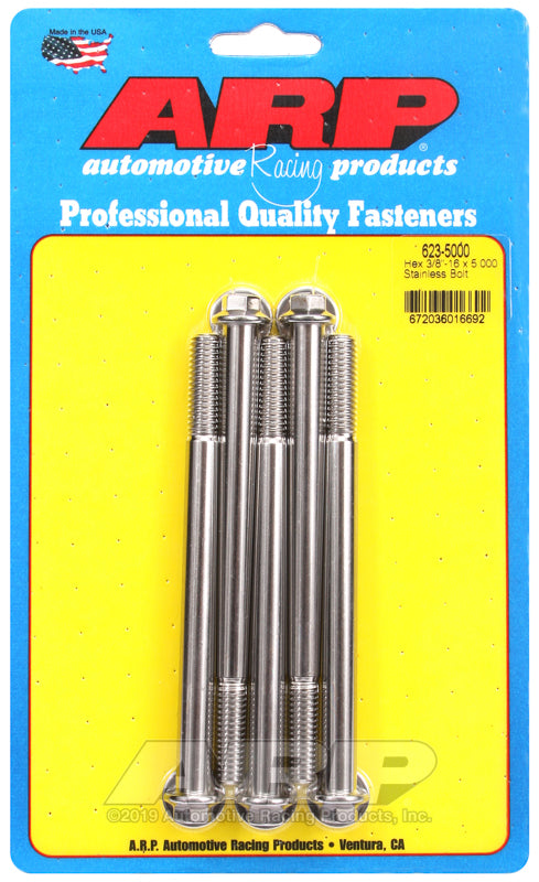 ARP 3/8-16 x 5.000 hex SS bolts